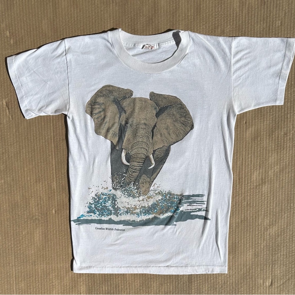Vintage 80s White Elephant Nature T-Shirt Single Stitch
